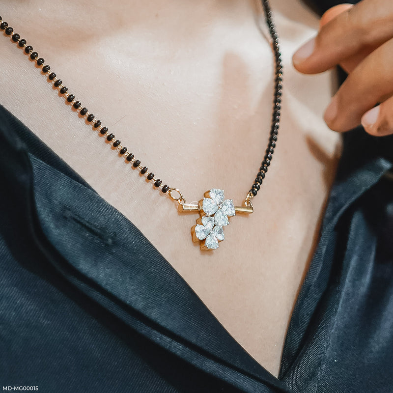 3 Carat Phool Rekha Mangalsutra 14K Yellow Gold