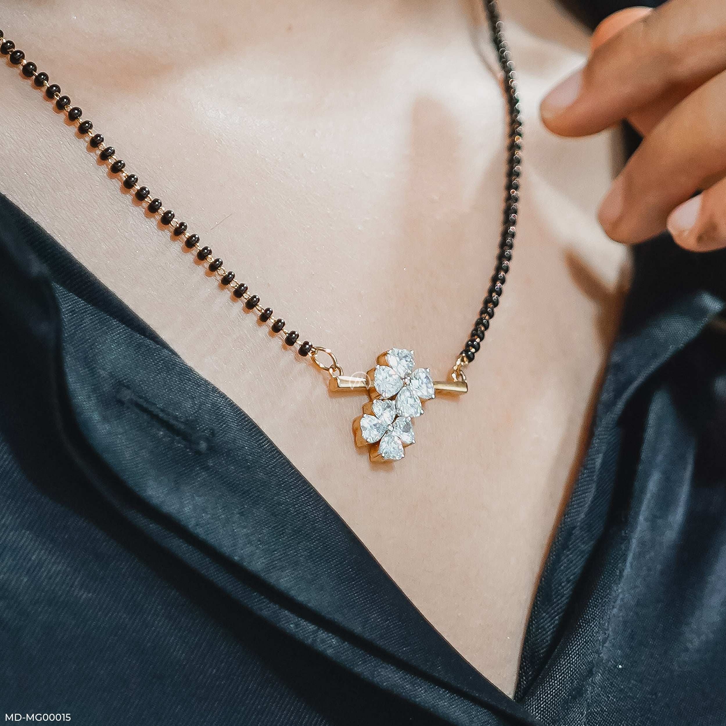 3 Carat Phool Rekha Mangalsutra 14K White Gold