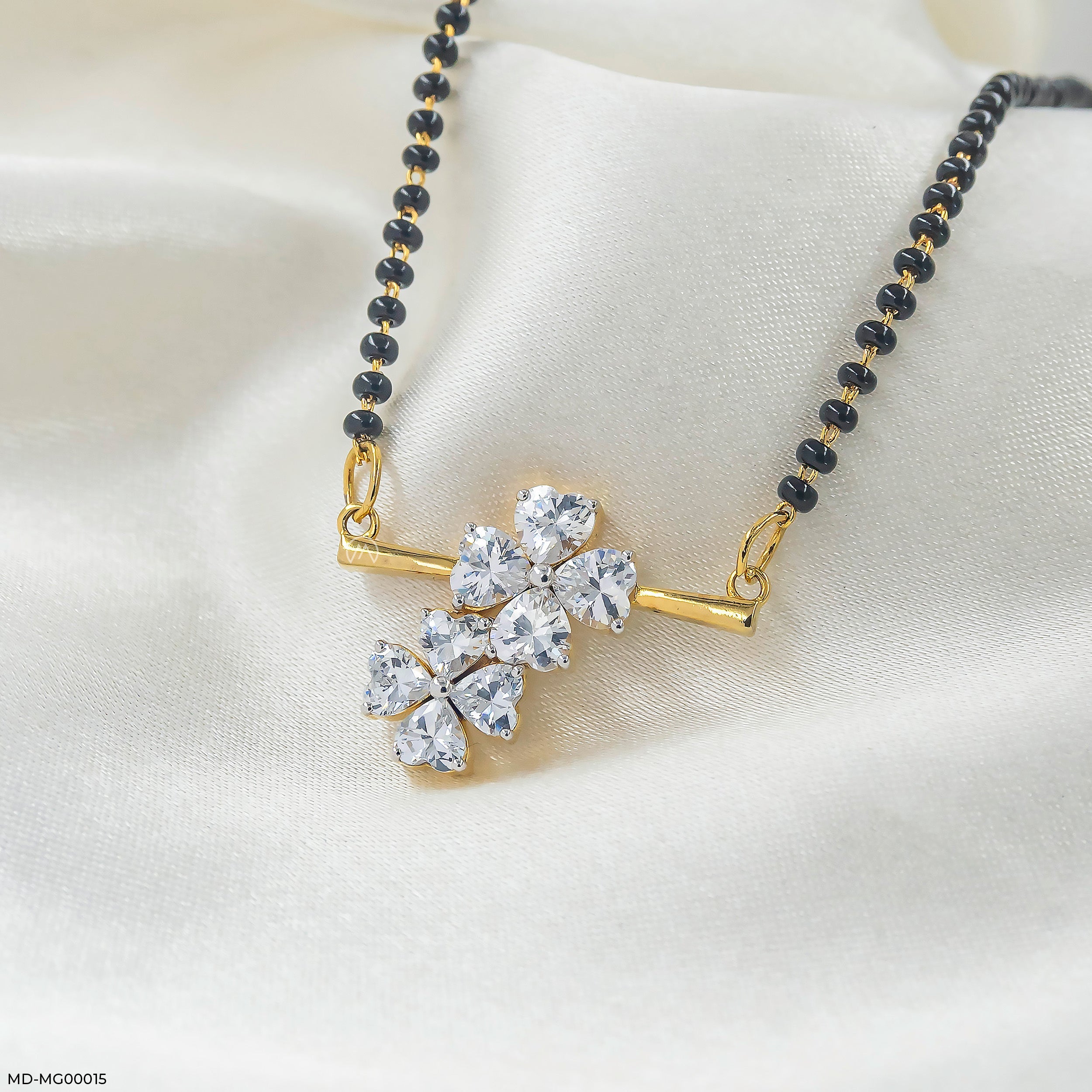 3 Carat Phool Rekha Mangalsutra 14K White Gold