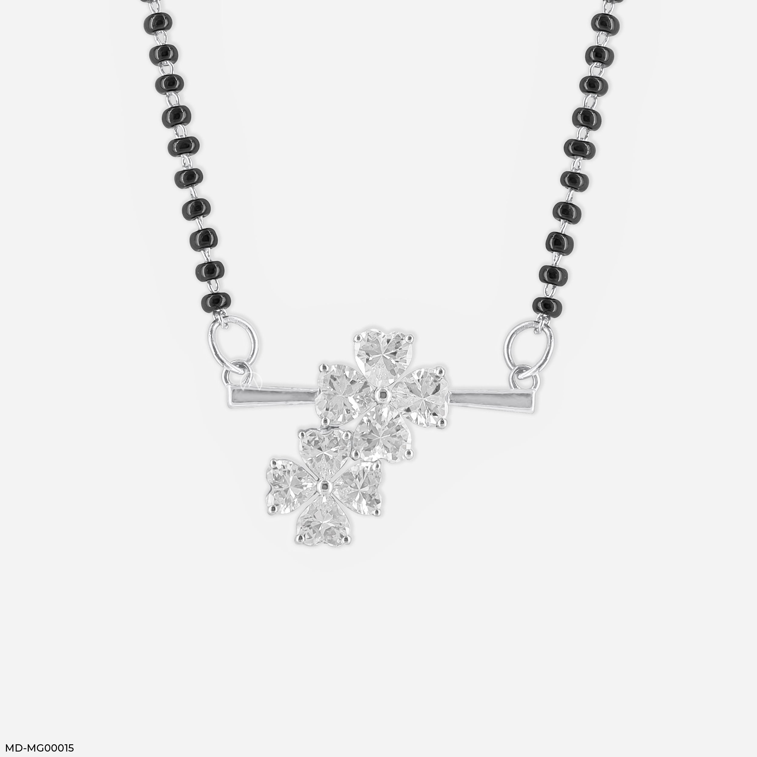 3 Carat Phool Rekha Mangalsutra 14K White Gold