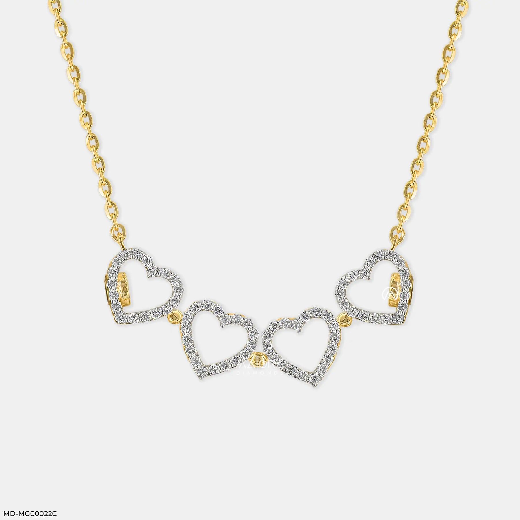 0.50 Carat Amara Hearts Lab Diamond Mangalsutra 14K Yellow Gold