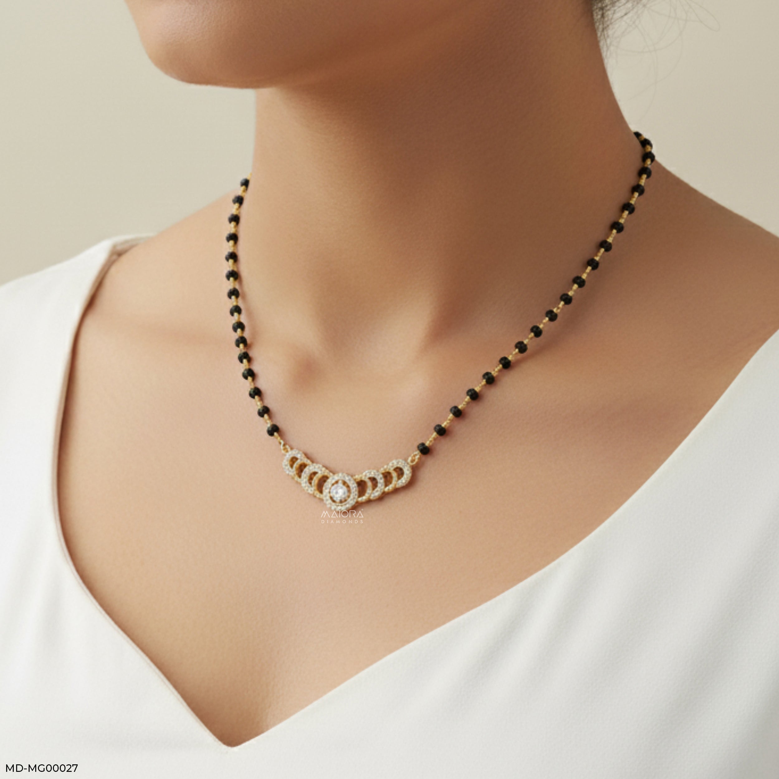 1 Carat Arched Diamond Mangalsutra 9K Rose Gold