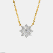 0.50 Carat Round Solitaire Flower Necklace 14K Yellow Gold