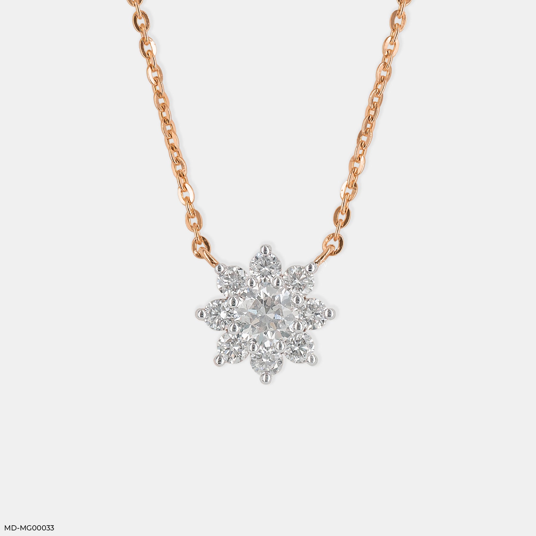 0.50 Carat Round Solitaire Flower Necklace 14K Rose Gold