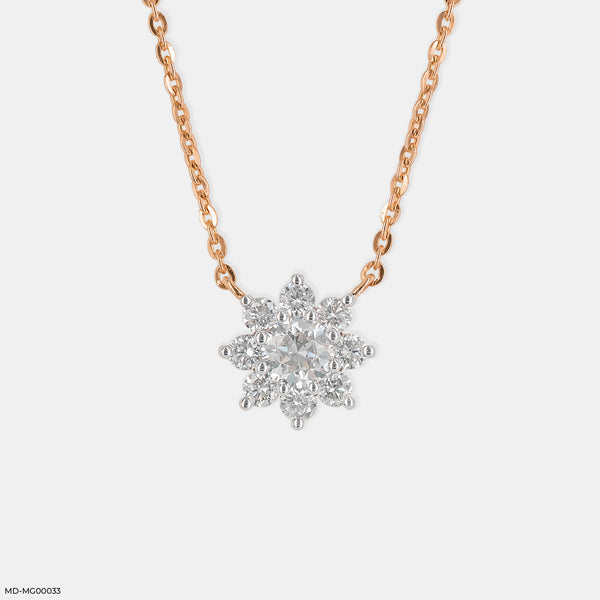 0.50 Carat Round Solitaire Flower Necklace 14K Rose Gold