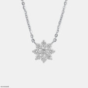 0.50 Carat Round Solitaire Flower Necklace 14K White Gold