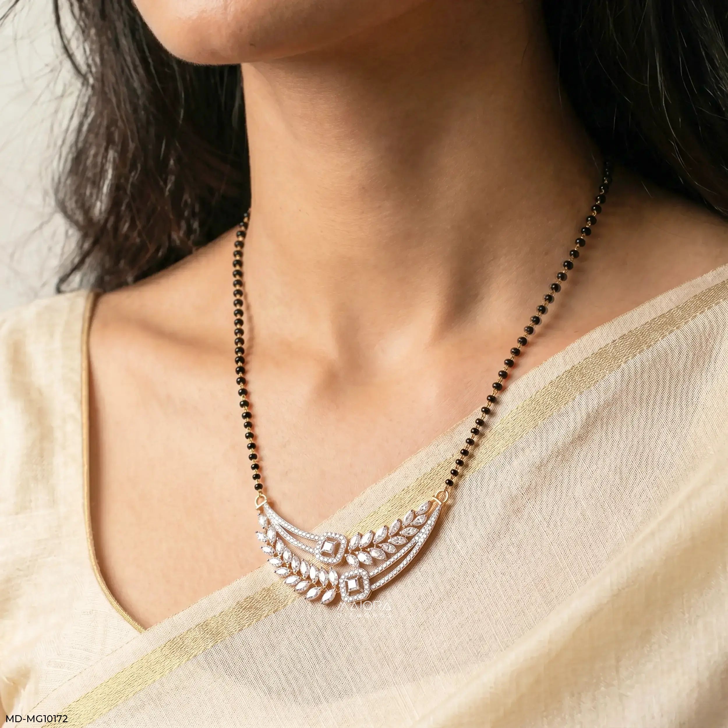 Marquise Flame Diamond Mangalsutra 9K Yellow Gold