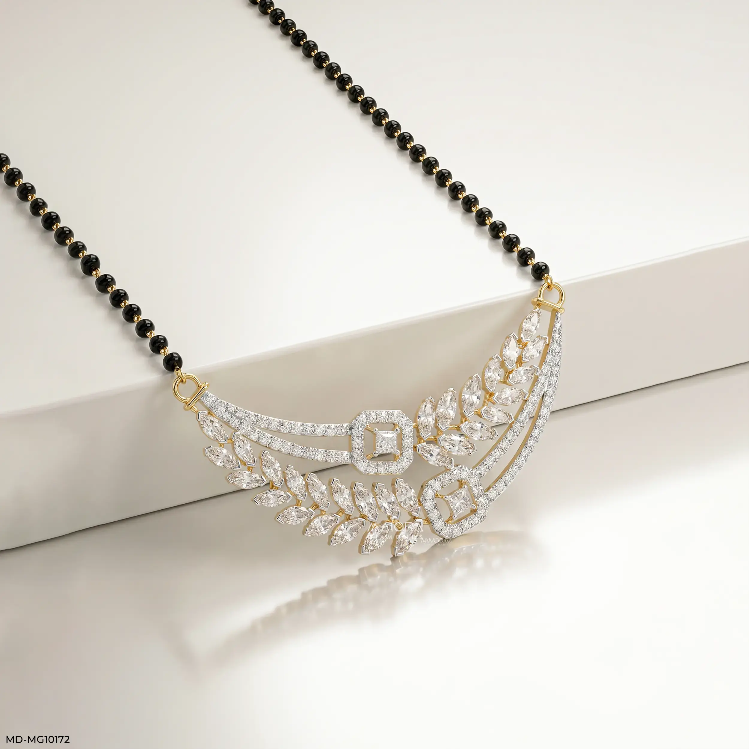 Marquise Flame Diamond Mangalsutra 9K Yellow Gold