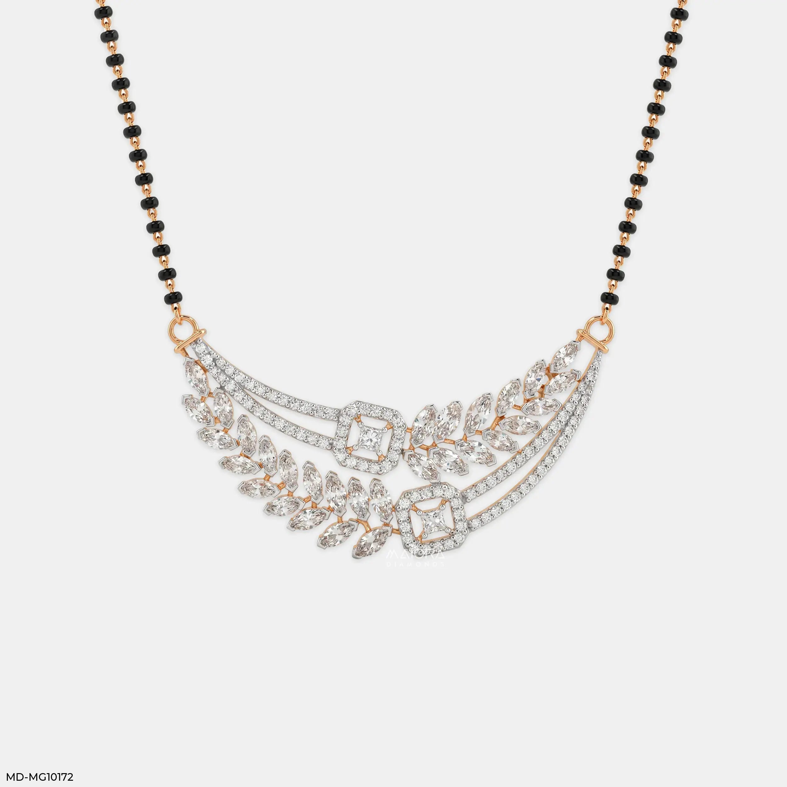 Marquise Flame Diamond Mangalsutra 9K Yellow Gold