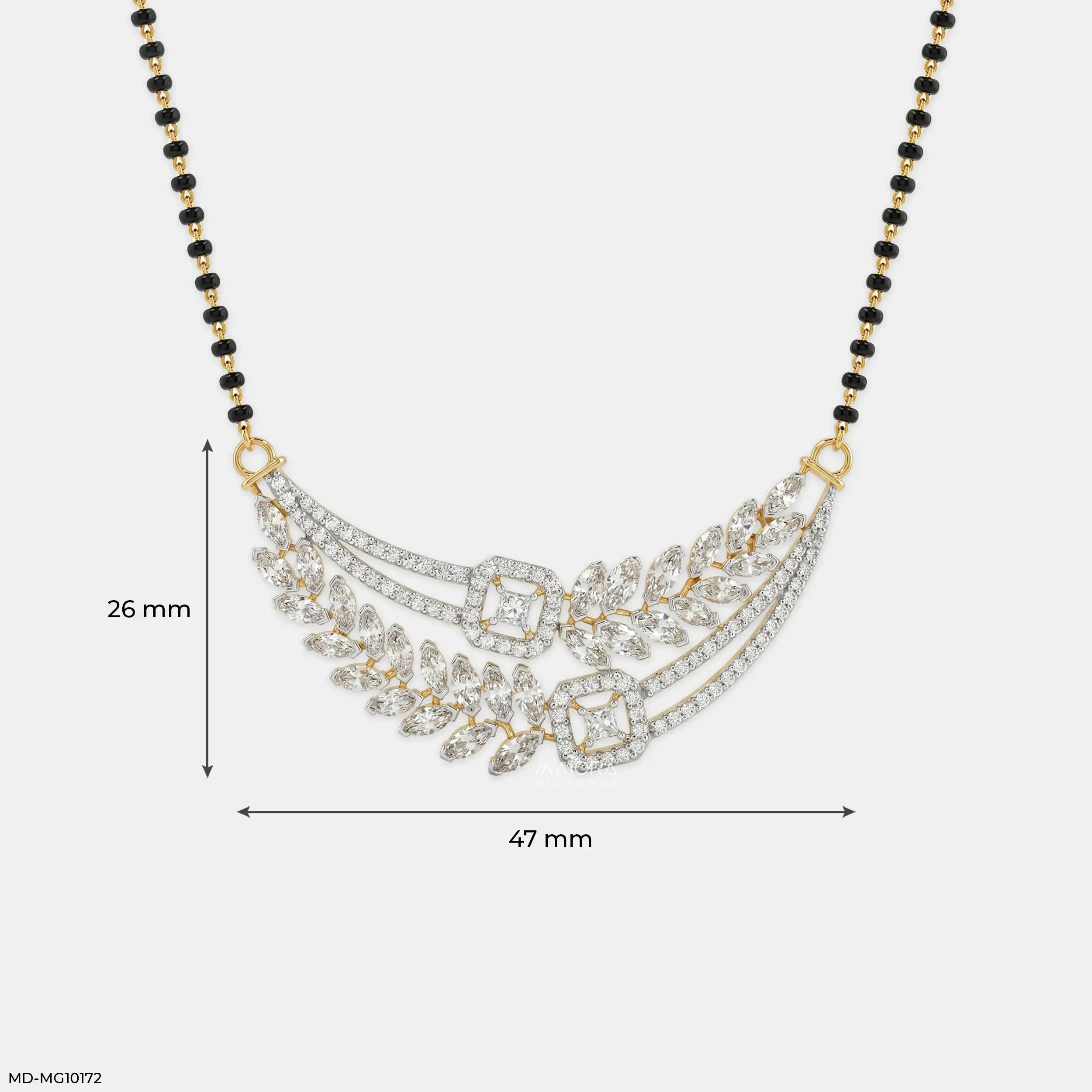 Marquise Flame Diamond Mangalsutra 9K Yellow Gold