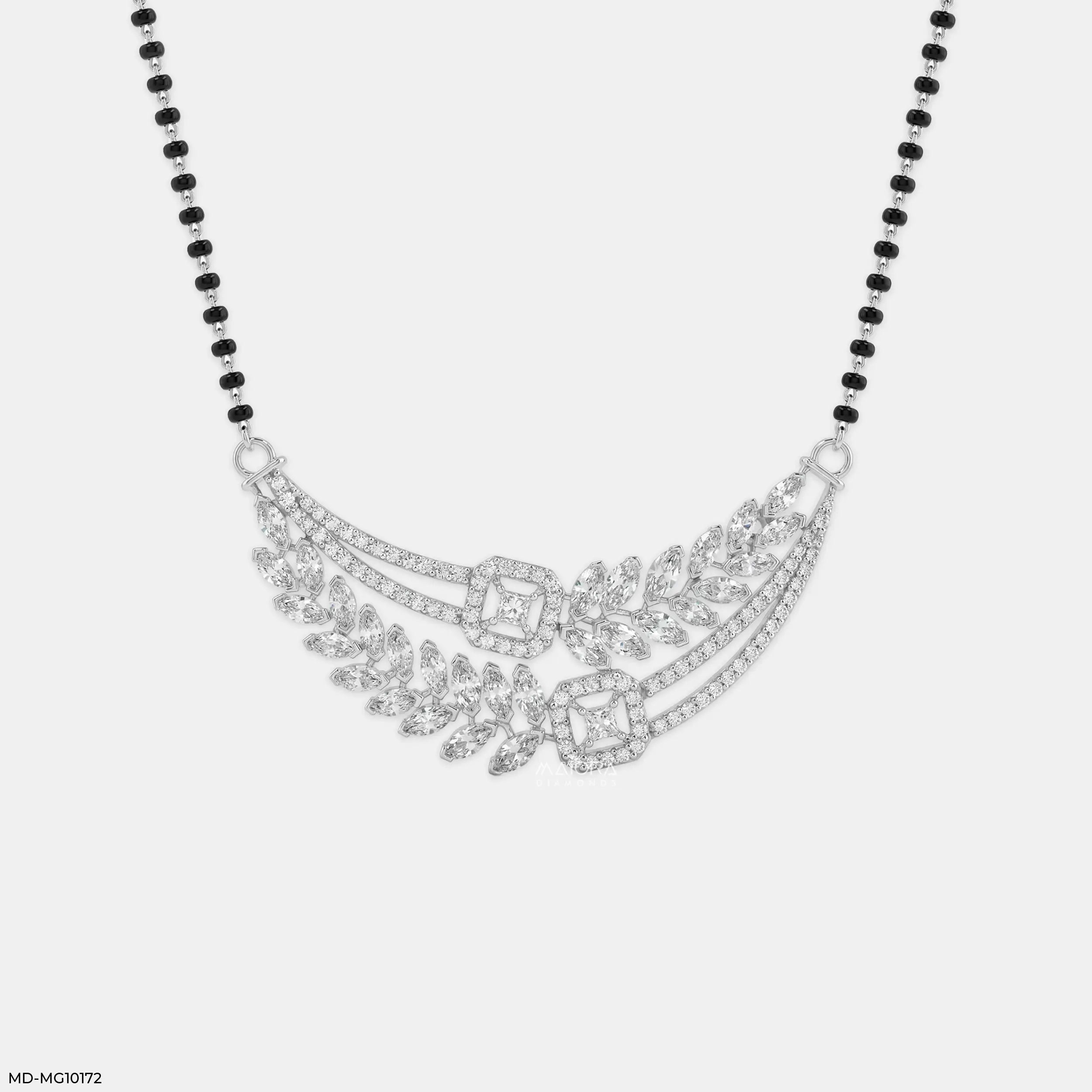 Marquise Flame Diamond Mangalsutra 9K Yellow Gold