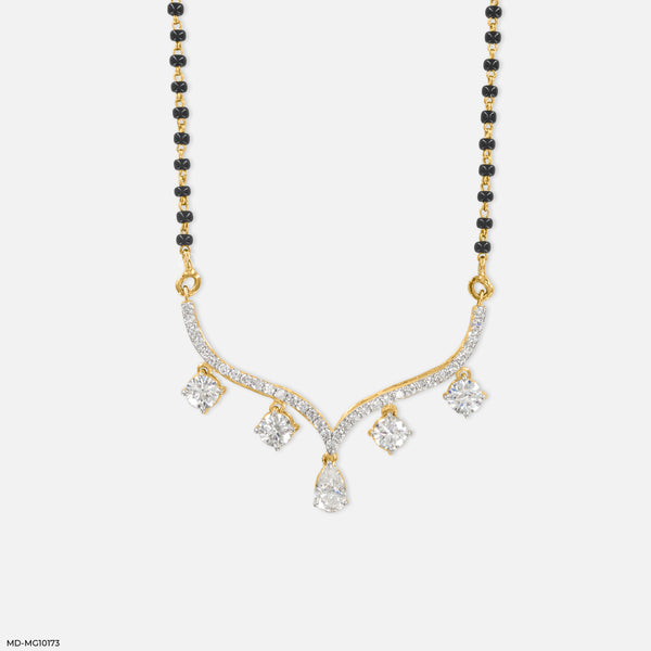 3 Carat Vivaara Diamond Mangalsutra 14K Yellow Gold