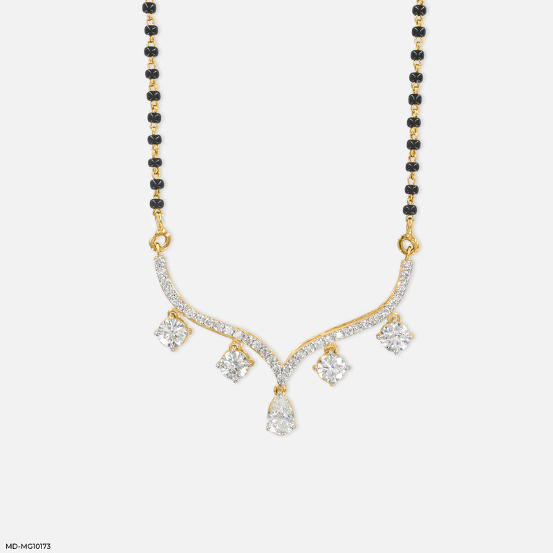 3 Carat Vivaara Diamond Mangalsutra 14K Yellow Gold