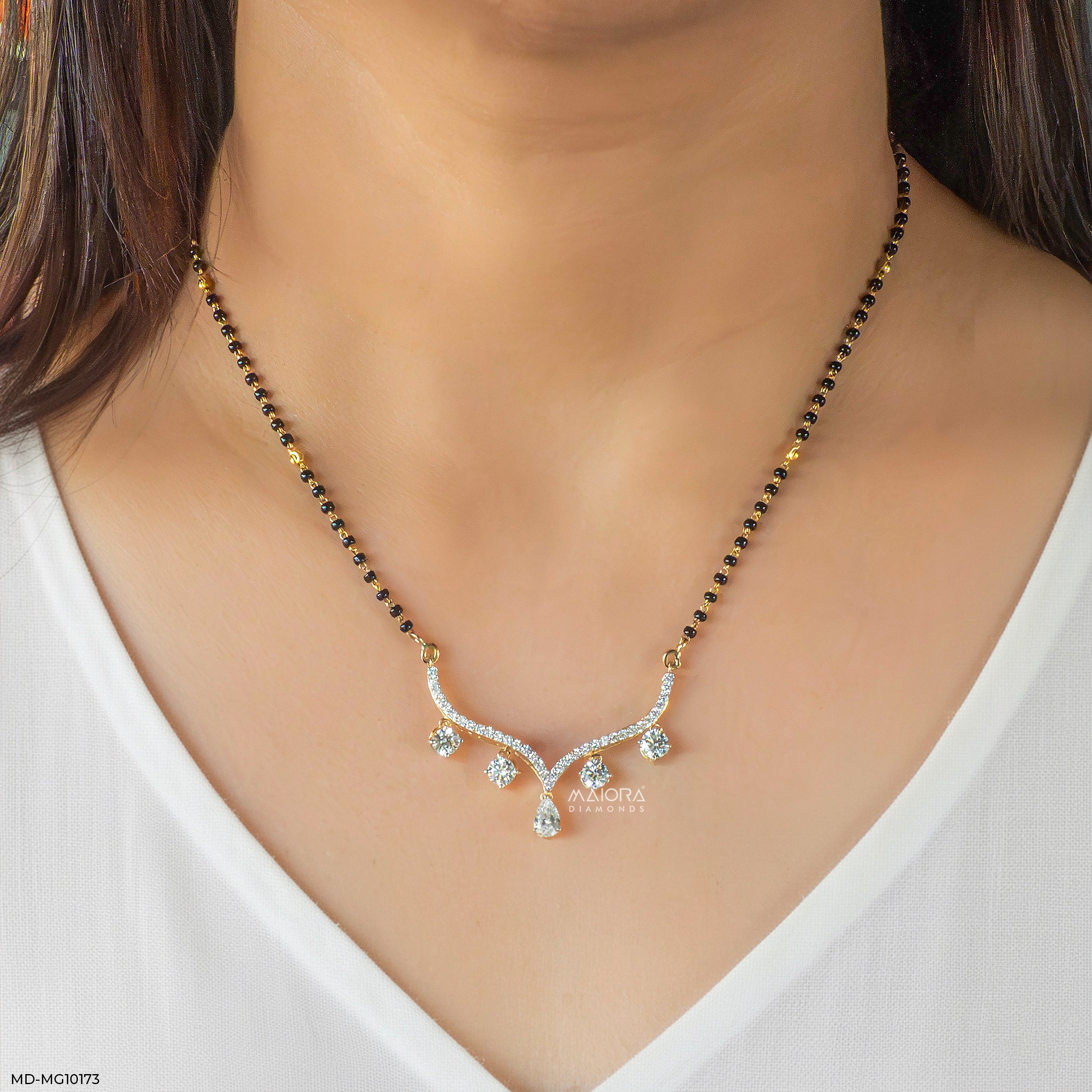 3 Carat Vivaara Diamond Mangalsutra 9K Yellow Gold
