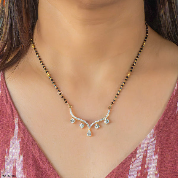 3 Carat Vivaara Diamond Mangalsutra 14K Yellow Gold