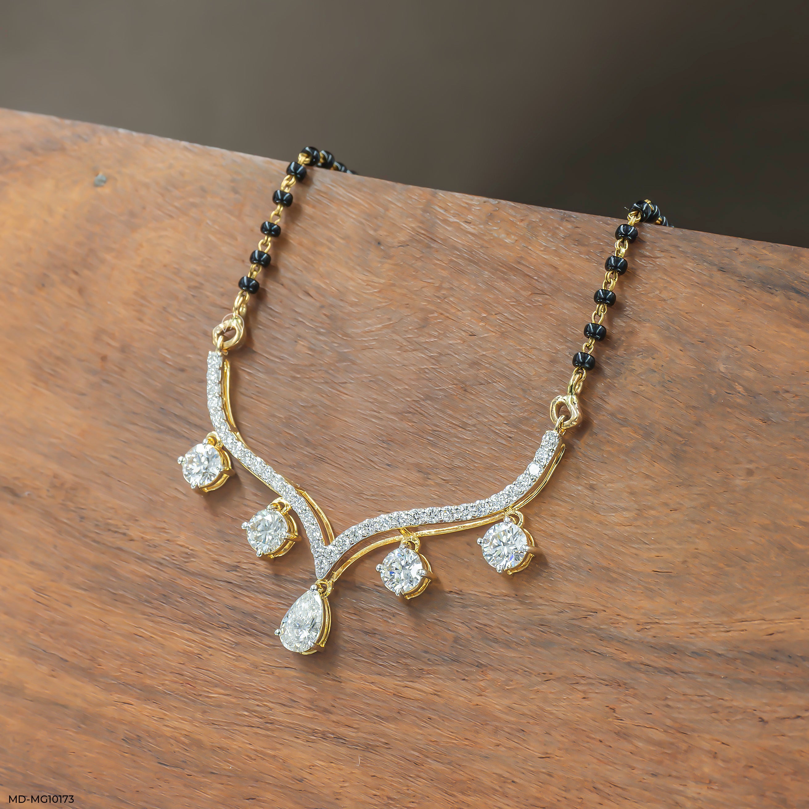 3 Carat Vivaara Diamond Mangalsutra 9K Rose Gold
