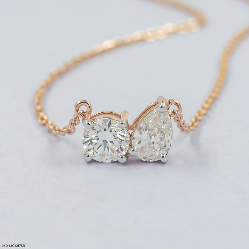 Toi et Moi Style Lab Diamond Pendant 14K Rose Gold