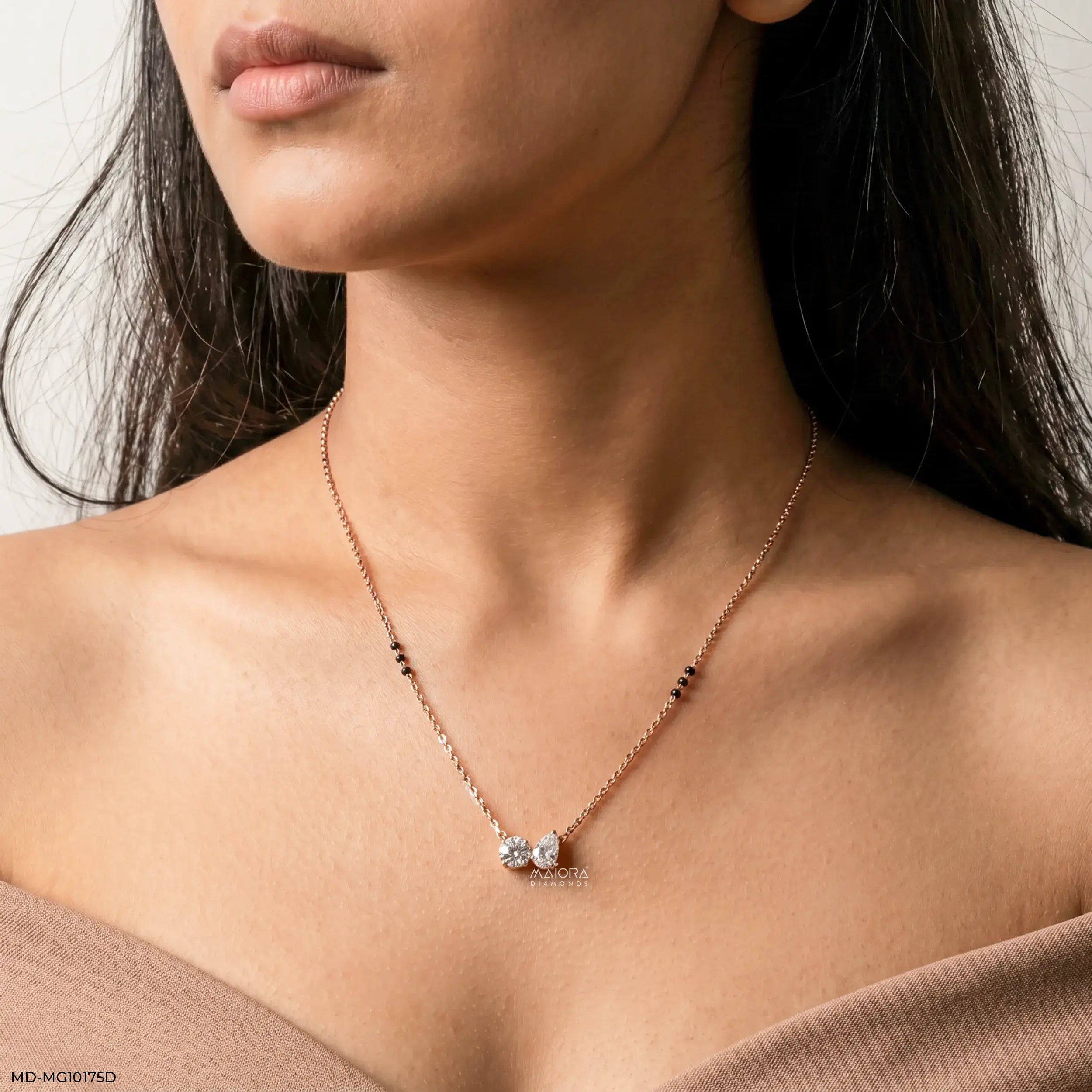 Twinkle Toi Et Moi Diamond Mangalsutra 9K Yellow Gold