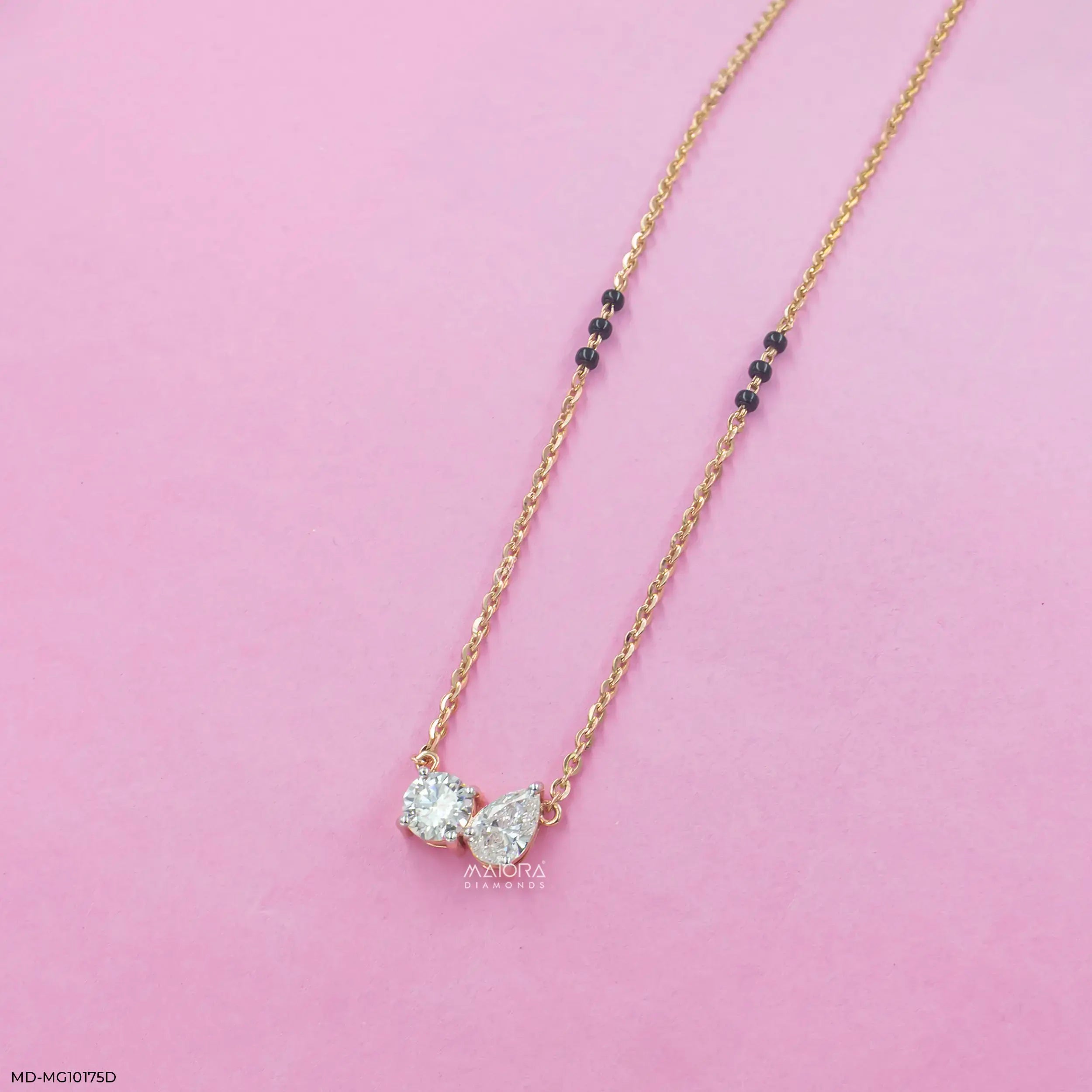 Twinkle Toi Et Moi Diamond Mangalsutra 9K Yellow Gold
