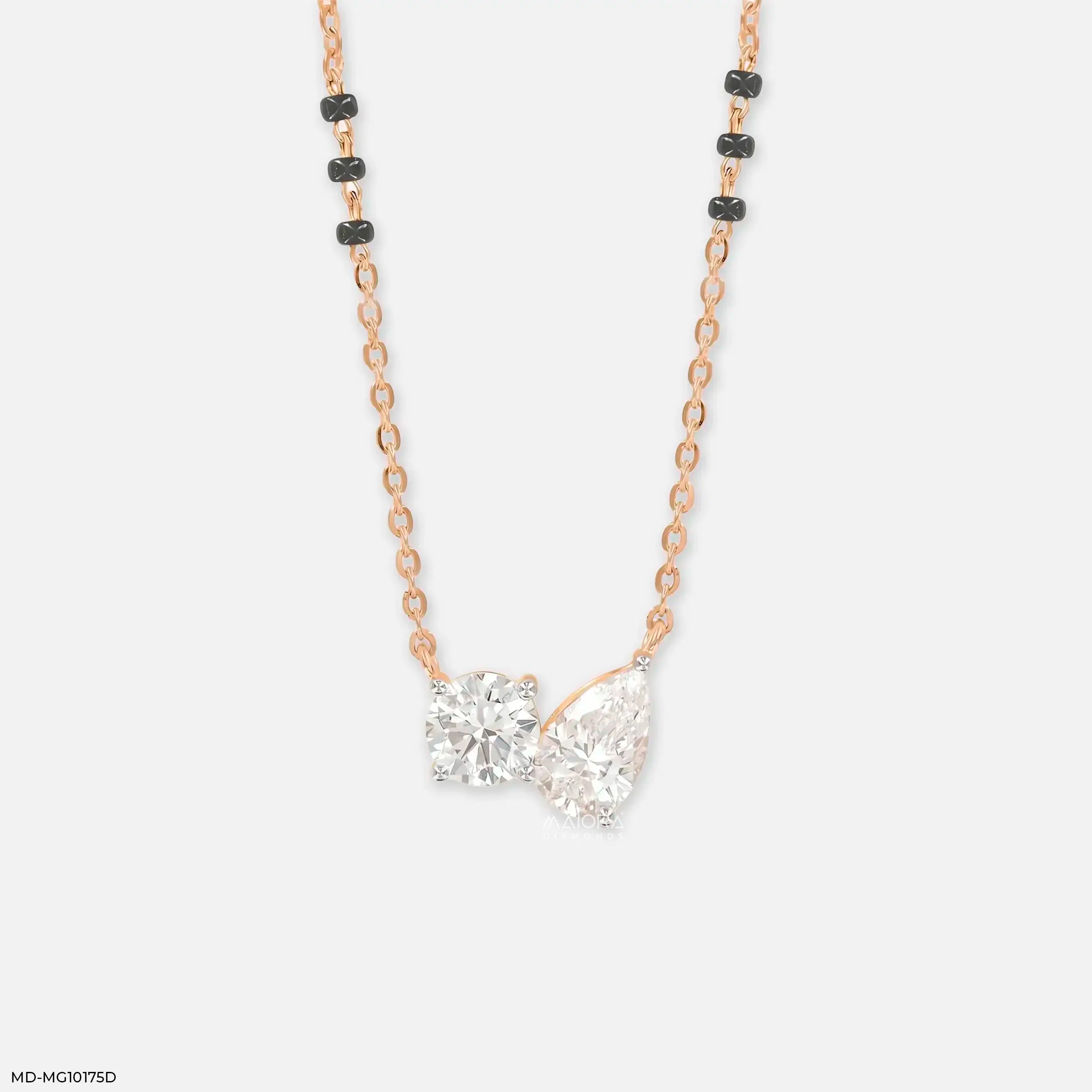 Twinkle Toi Et Moi Diamond Mangalsutra 9K Yellow Gold