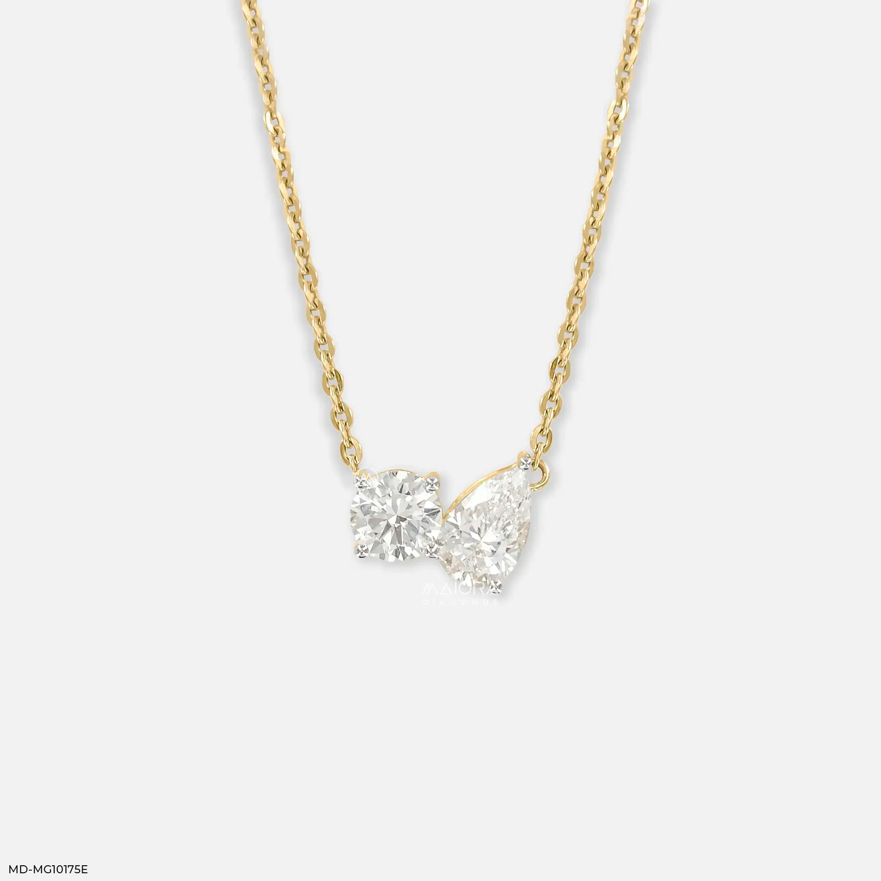 1.35 Carat Toi Et  Moi Lab Diamond Pendant 14K Yellow Gold