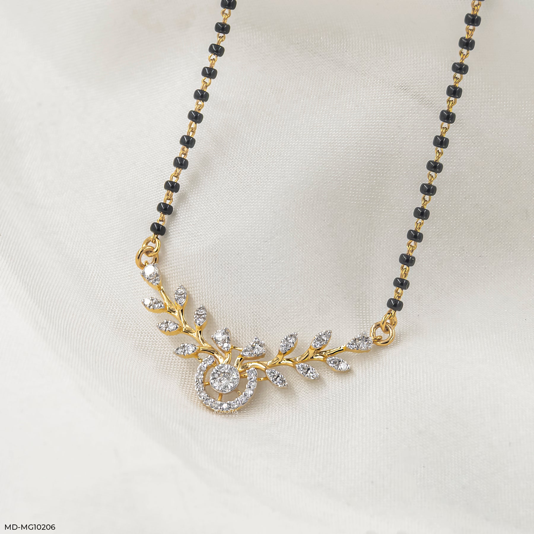 0.5 Carat Triple-Row Curved Bib Diamond Mangalsutra 14K Rose Gold