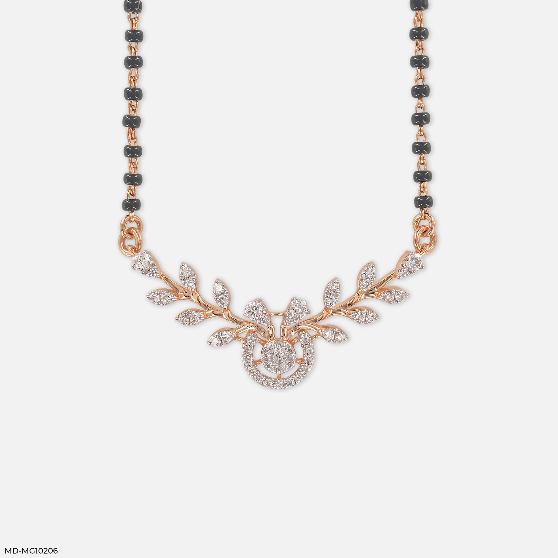 0.5 Carat Triple-Row Curved Bib Diamond Mangalsutra 14K Rose Gold