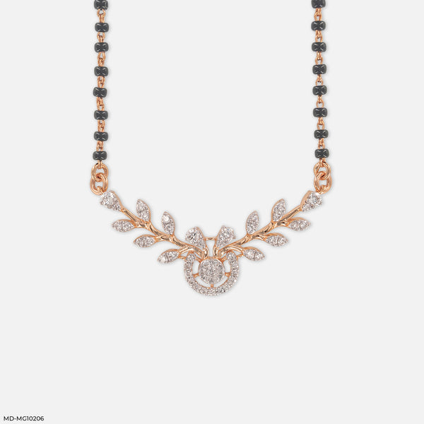 0.5 Carat Triple-Row Curved Bib Diamond Mangalsutra 14K Rose Gold