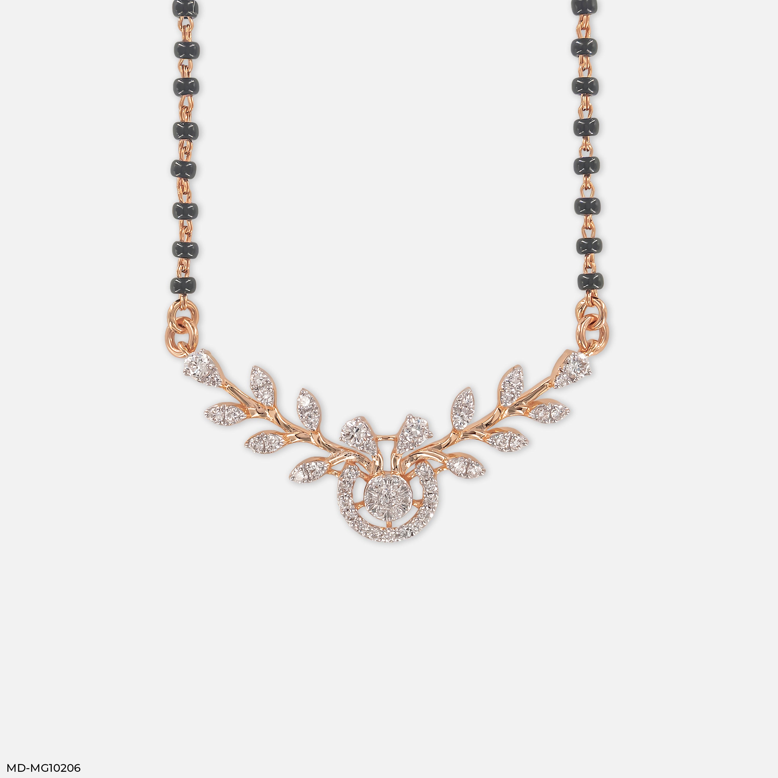 0.5 Carat Triple-Row Curved Bib Diamond Mangalsutra