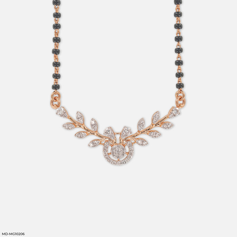 0.5 Carat Triple-Row Curved Bib Diamond Mangalsutra 14K Rose Gold