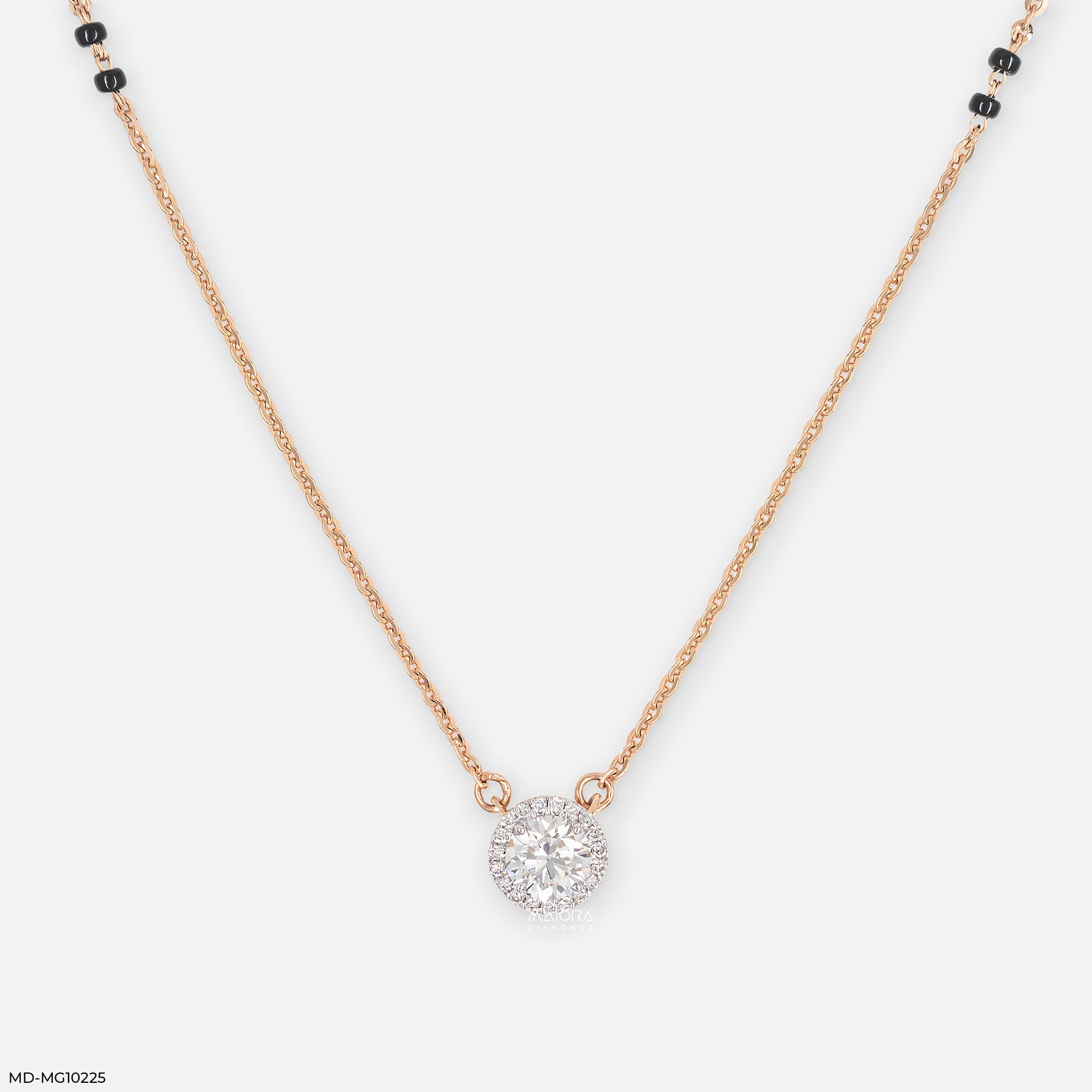 Round Solitaire Diamond Mangalsutra 18K Yellow Gold