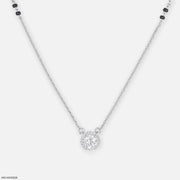 Round Solitaire Diamond Mangalsutra 9K White Gold