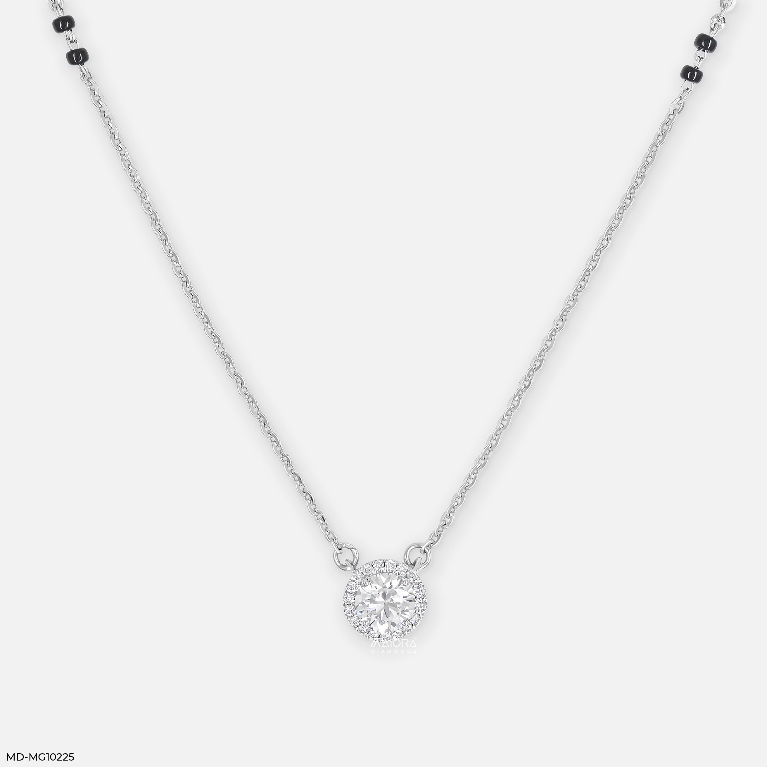 Round Solitaire Diamond Mangalsutra 9K Yellow Gold