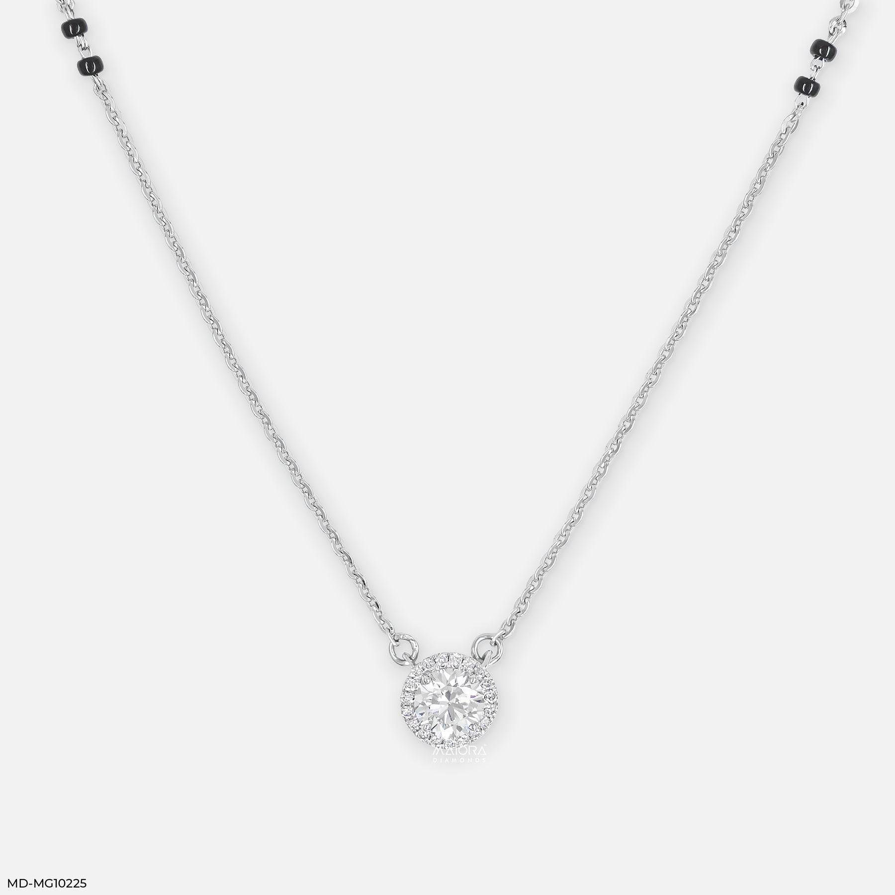 Round Solitaire Diamond Mangalsutra 18K Yellow Gold
