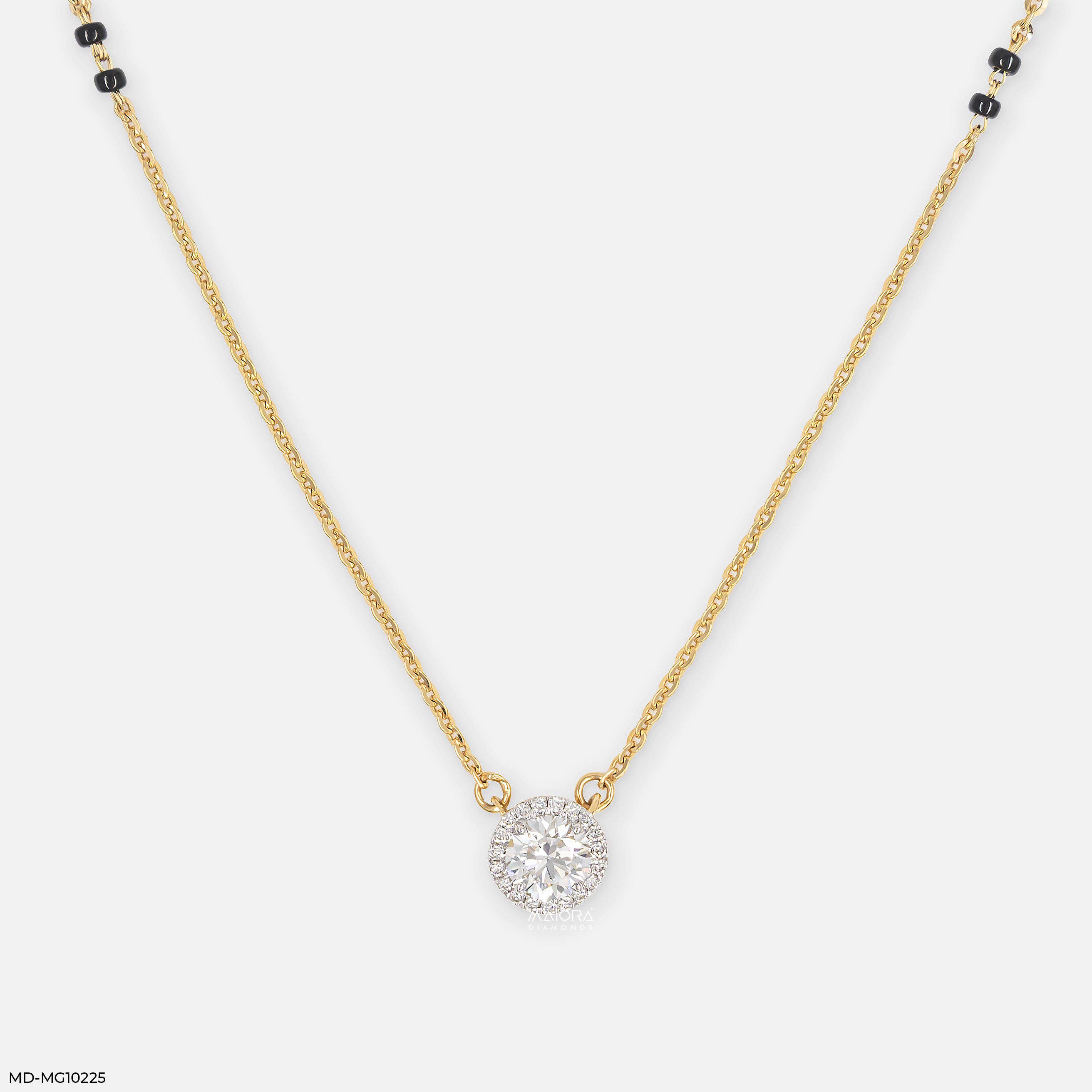 Round Solitaire Diamond Mangalsutra 9K Yellow Gold