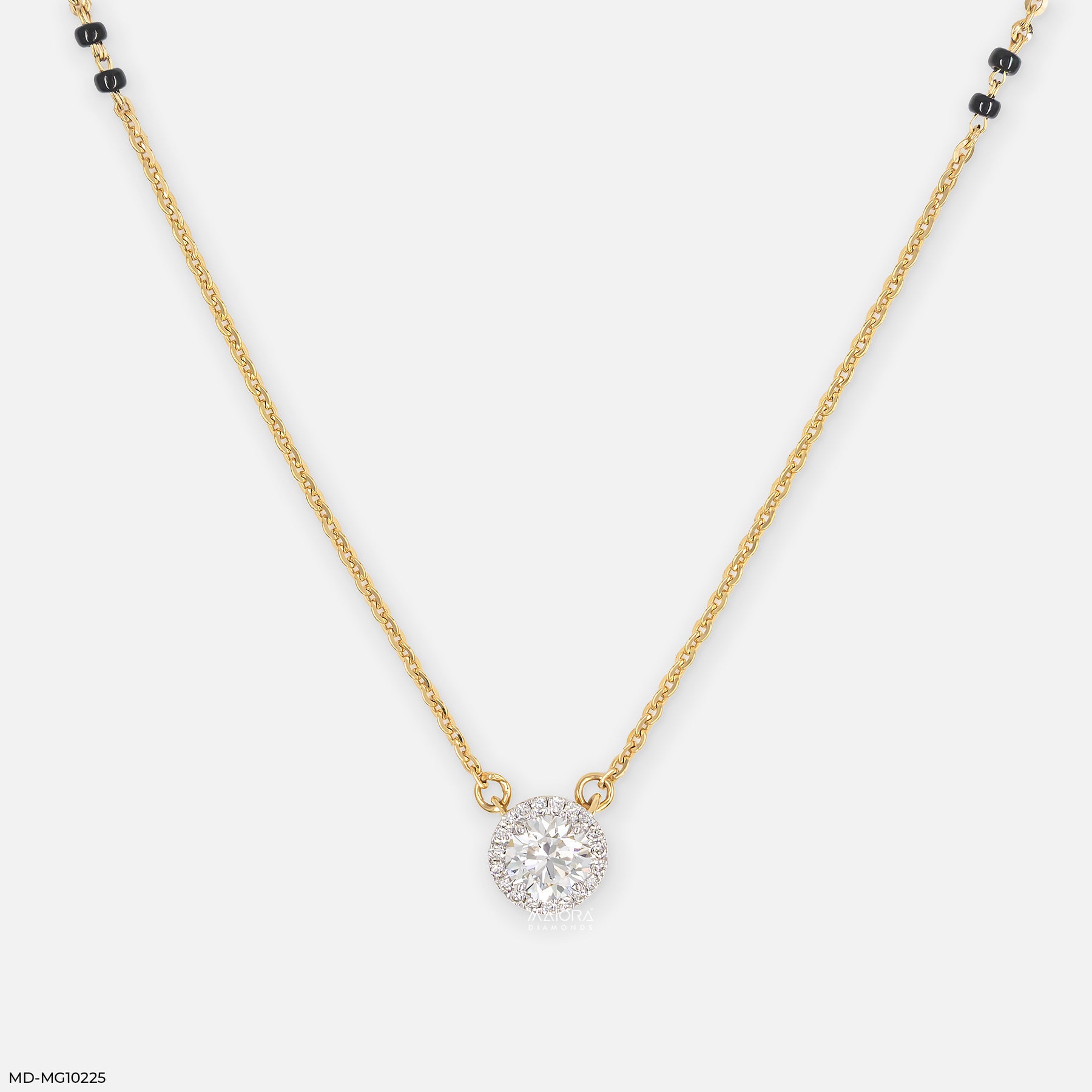 Round Solitaire Diamond Mangalsutra 18K Yellow Gold