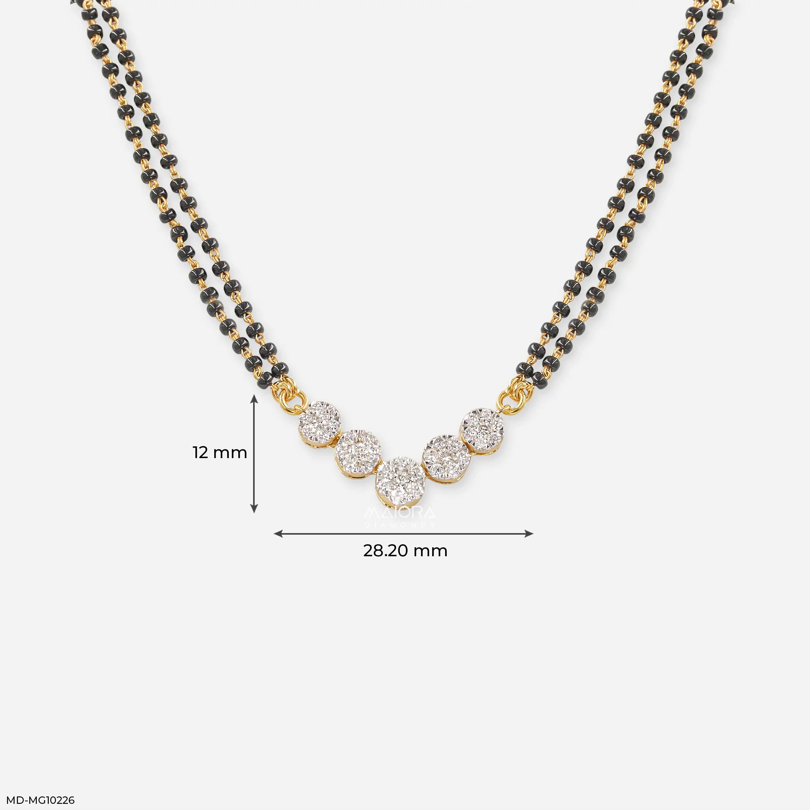 Bubble pave Diamond Mangalsutra Pendant 9K Yellow Gold