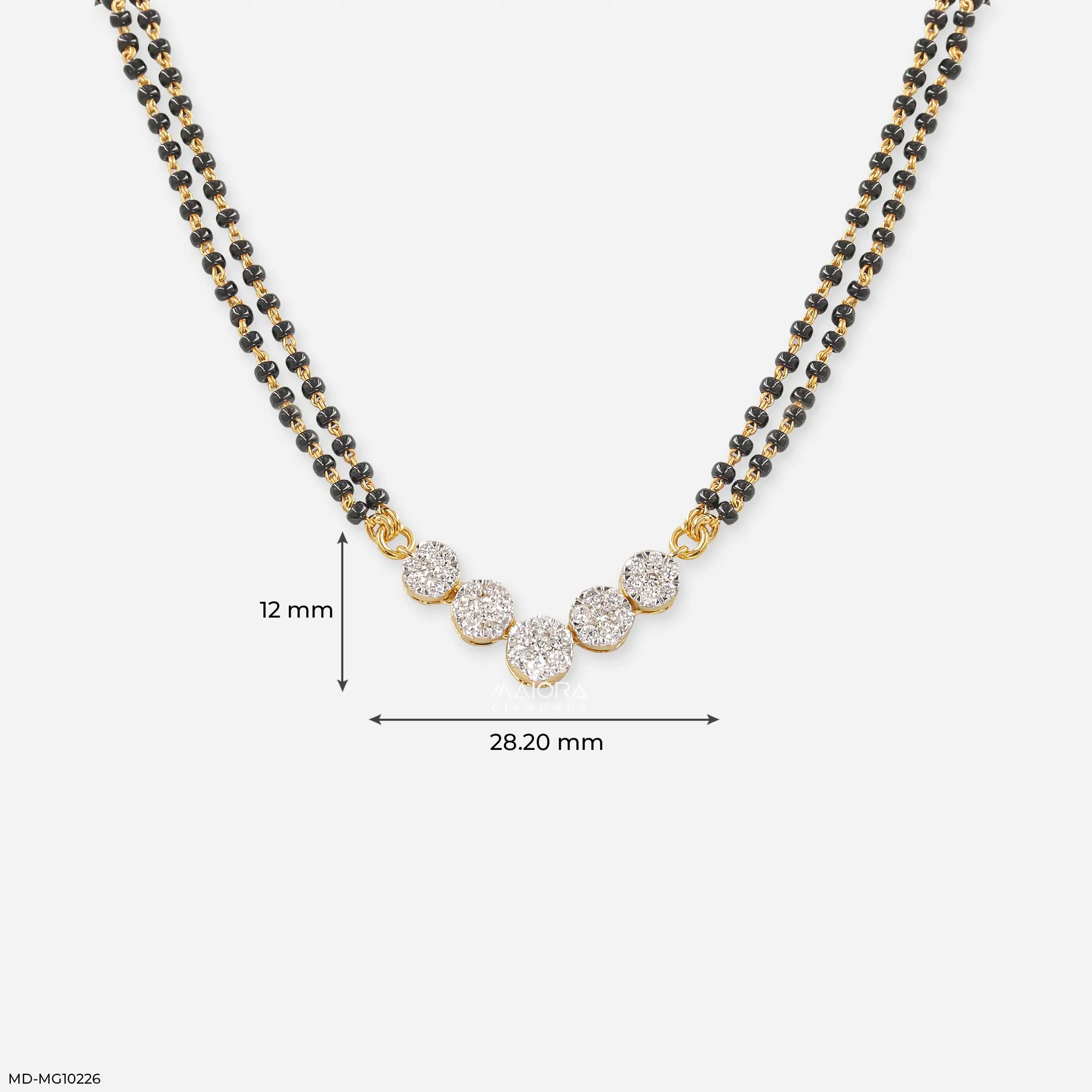 Bubble pave Diamond Mangalsutra Pendant 9K White Gold