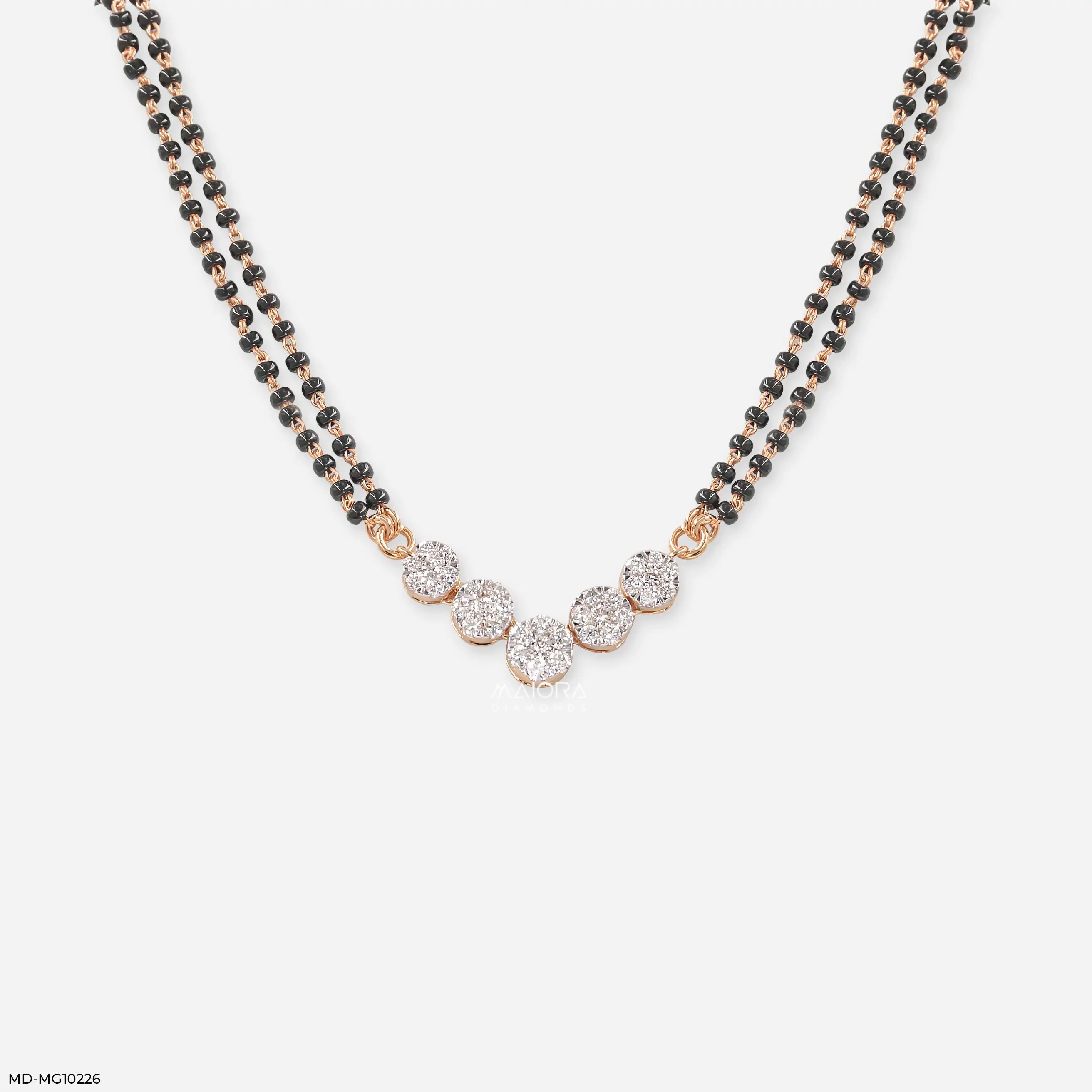Bubble pave Diamond Mangalsutra Pendant 9K Yellow Gold