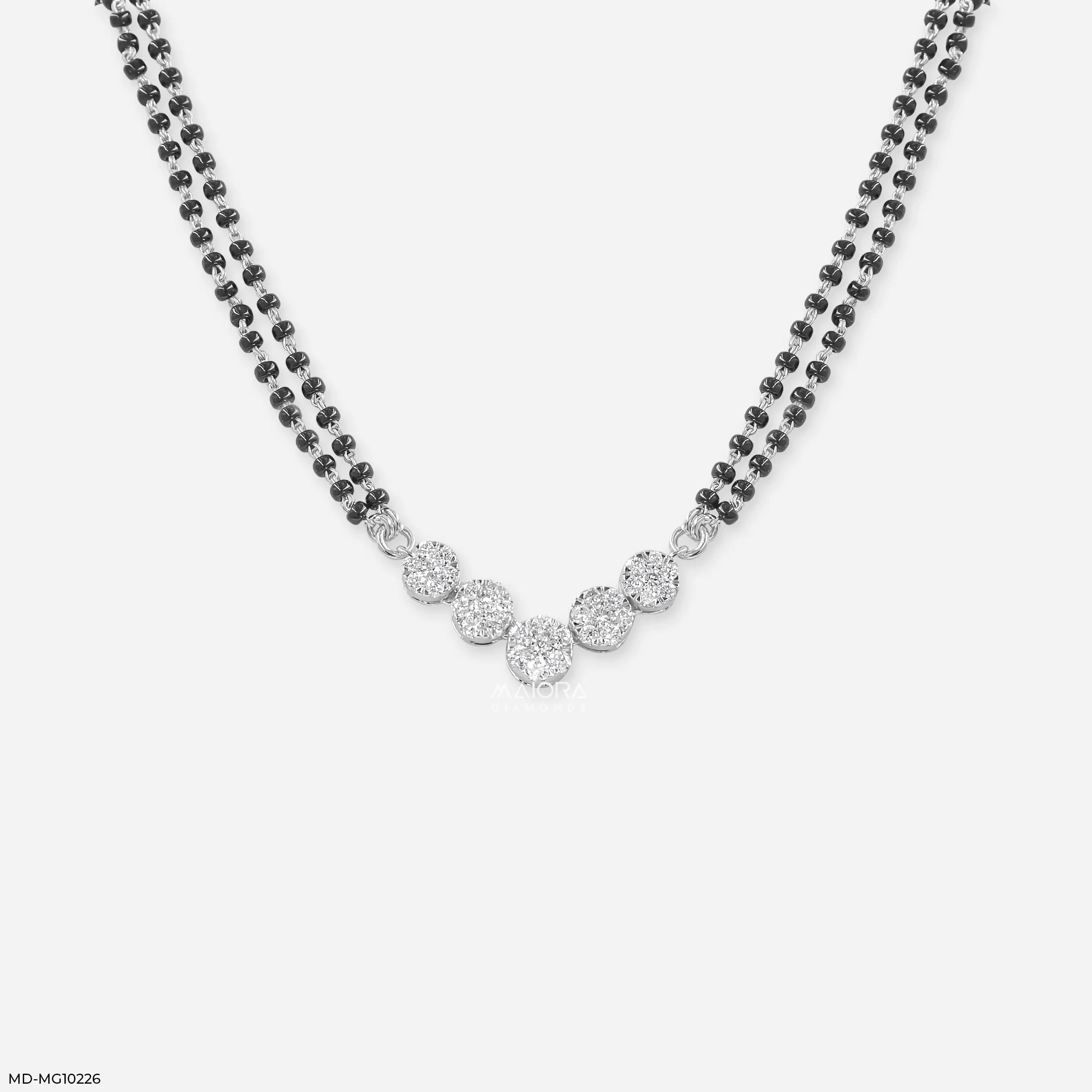 Bubble pave Diamond Mangalsutra Pendant 9K Yellow Gold