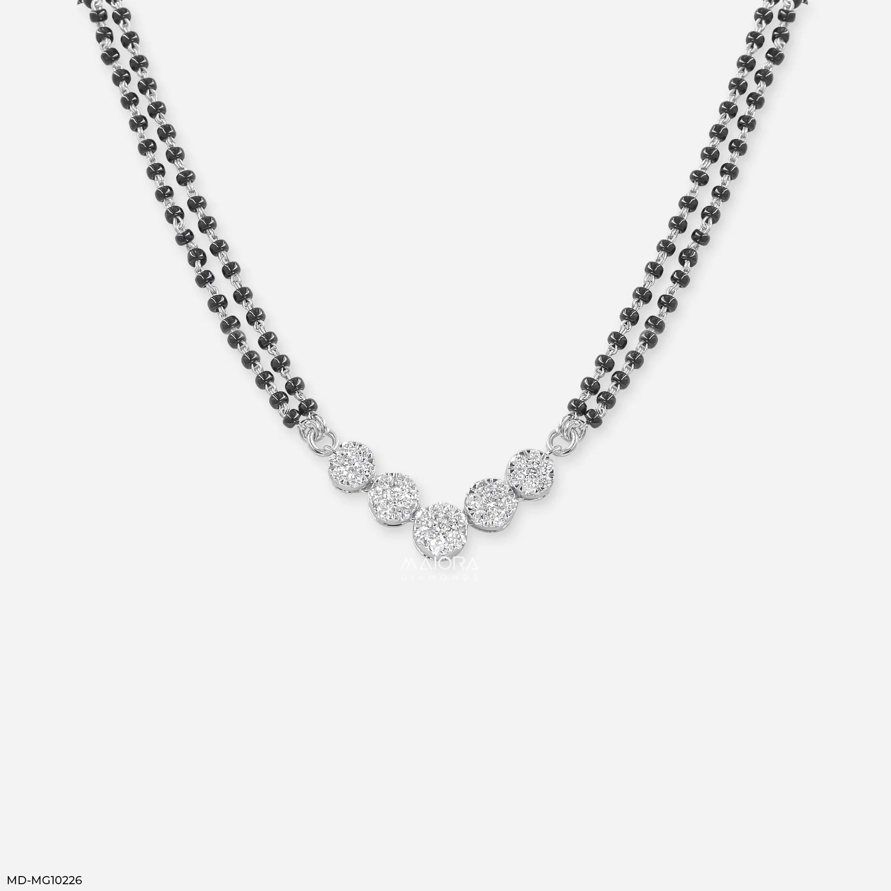 Bubble pave Diamond Mangalsutra Pendant 9K White Gold