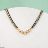 Bubble pave Diamond Mangalsutra Pendant 9K White Gold