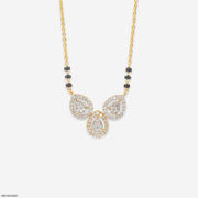 Trio Halo Leaf Diamond Mangalsutra 9K Yellow Gold