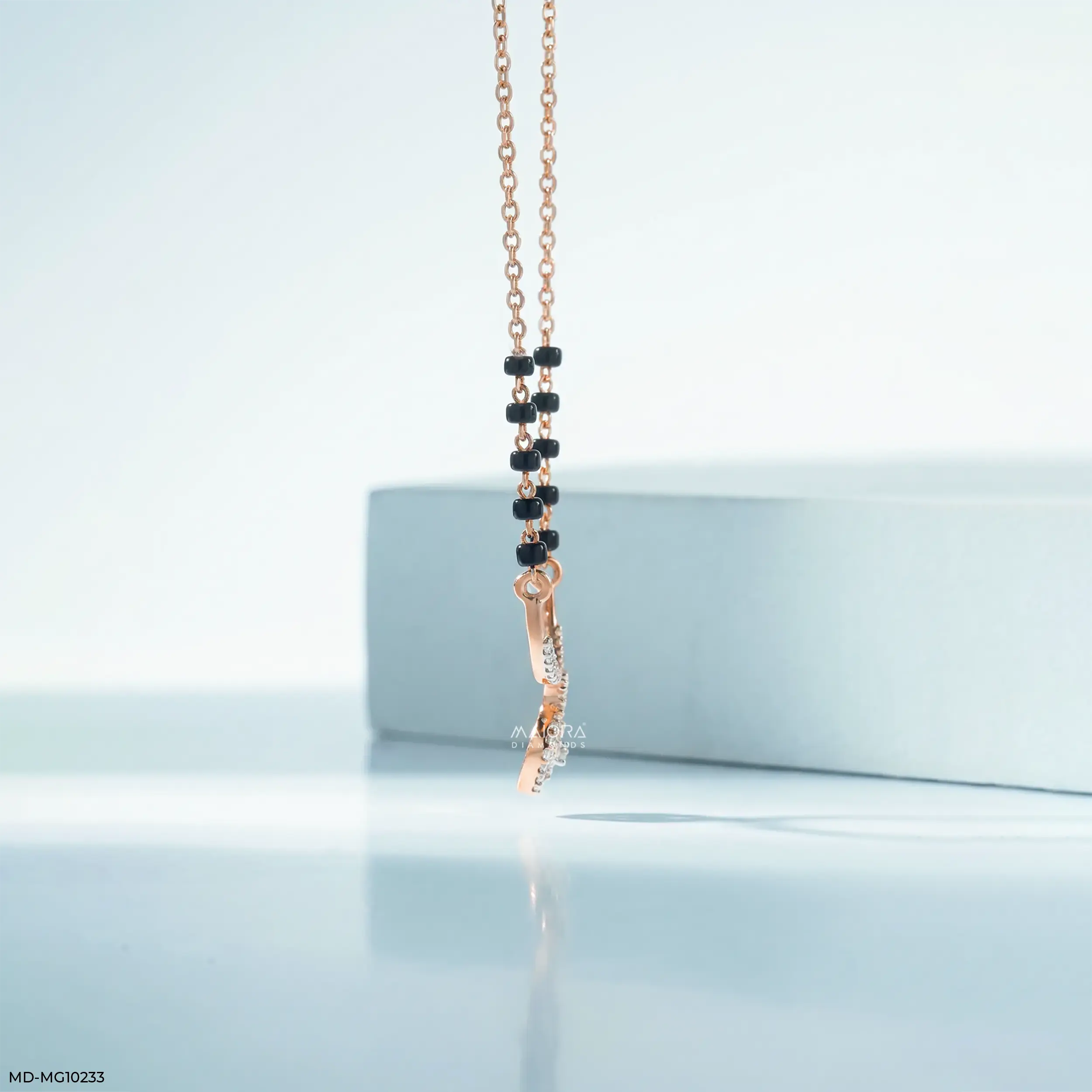 Graceful Twirl Halo Diamond Mangalsutra 9K Yellow Gold