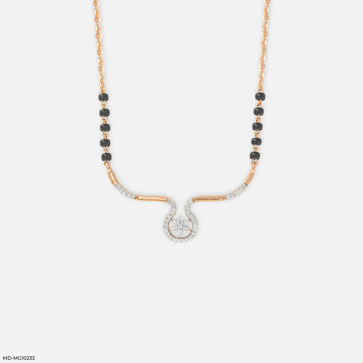 Graceful Twirl Halo Diamond Mangalsutra