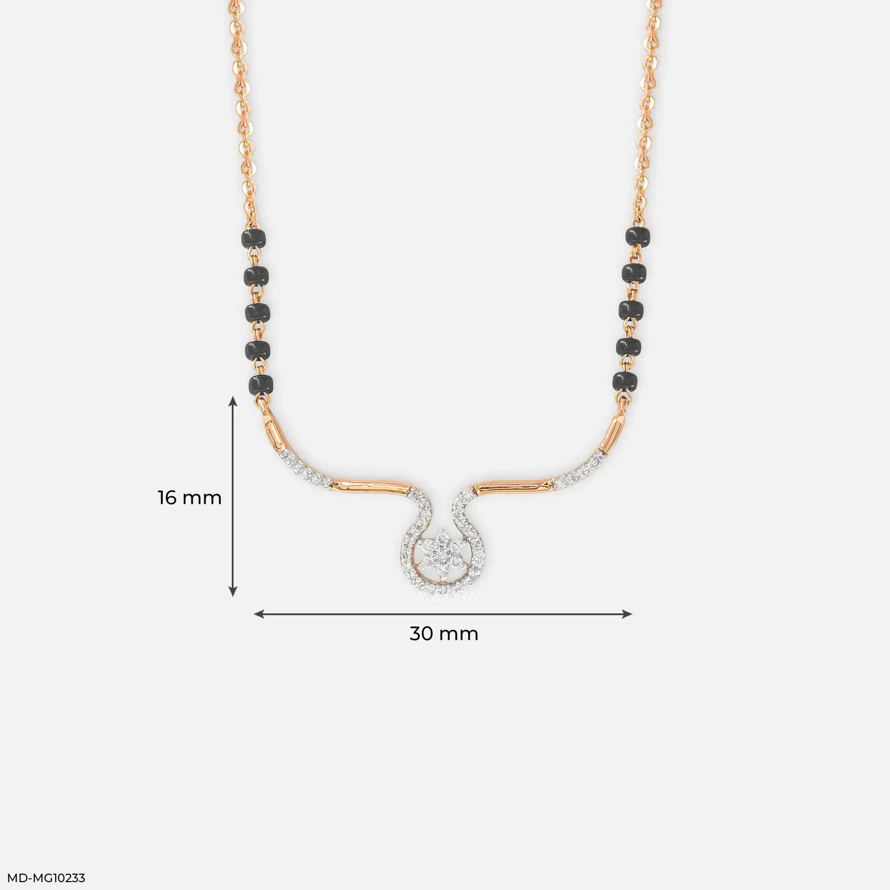 Graceful Twirl Halo Diamond Mangalsutra 9K White Gold