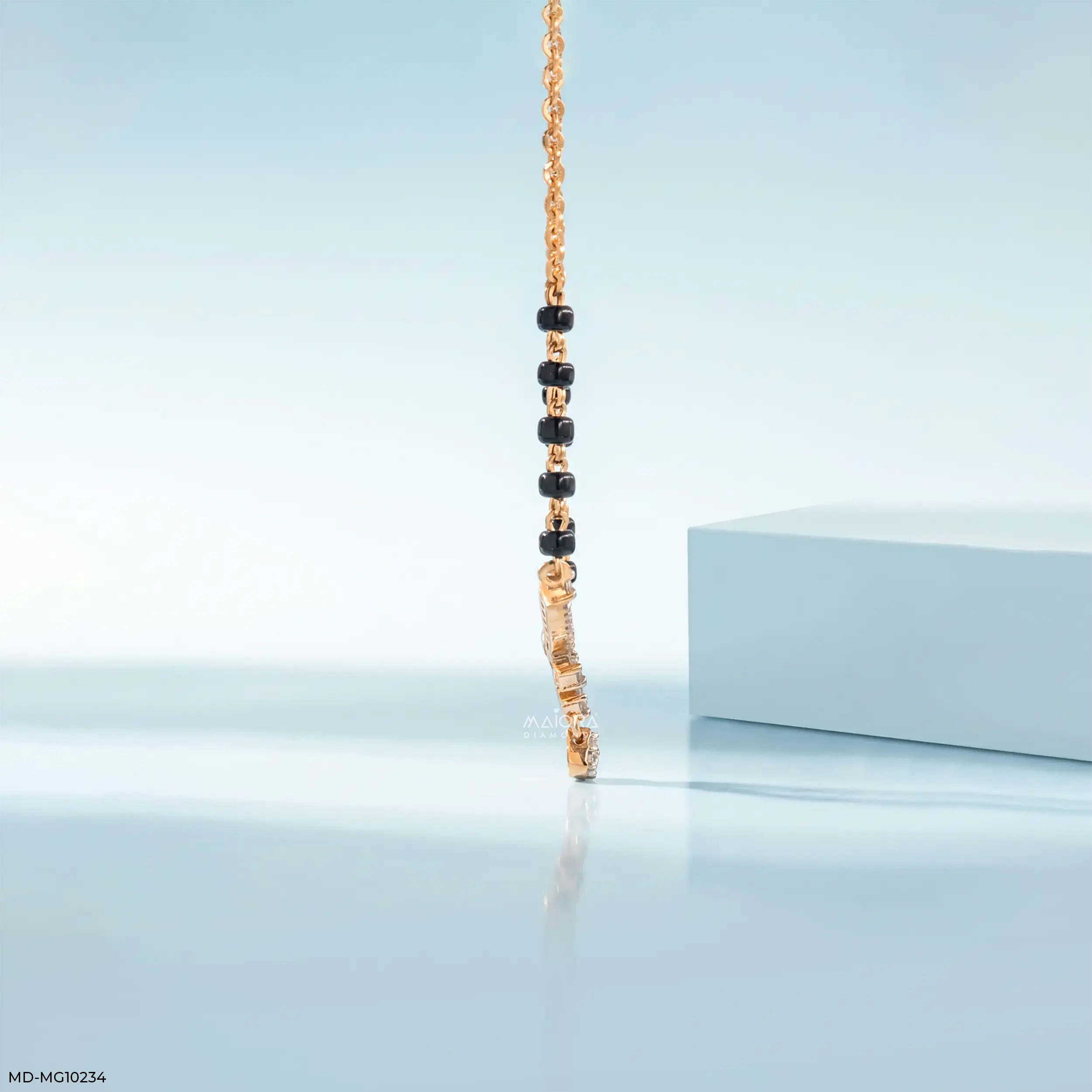 Shiny Liner Diamond Mangalsutra 9K Yellow Gold