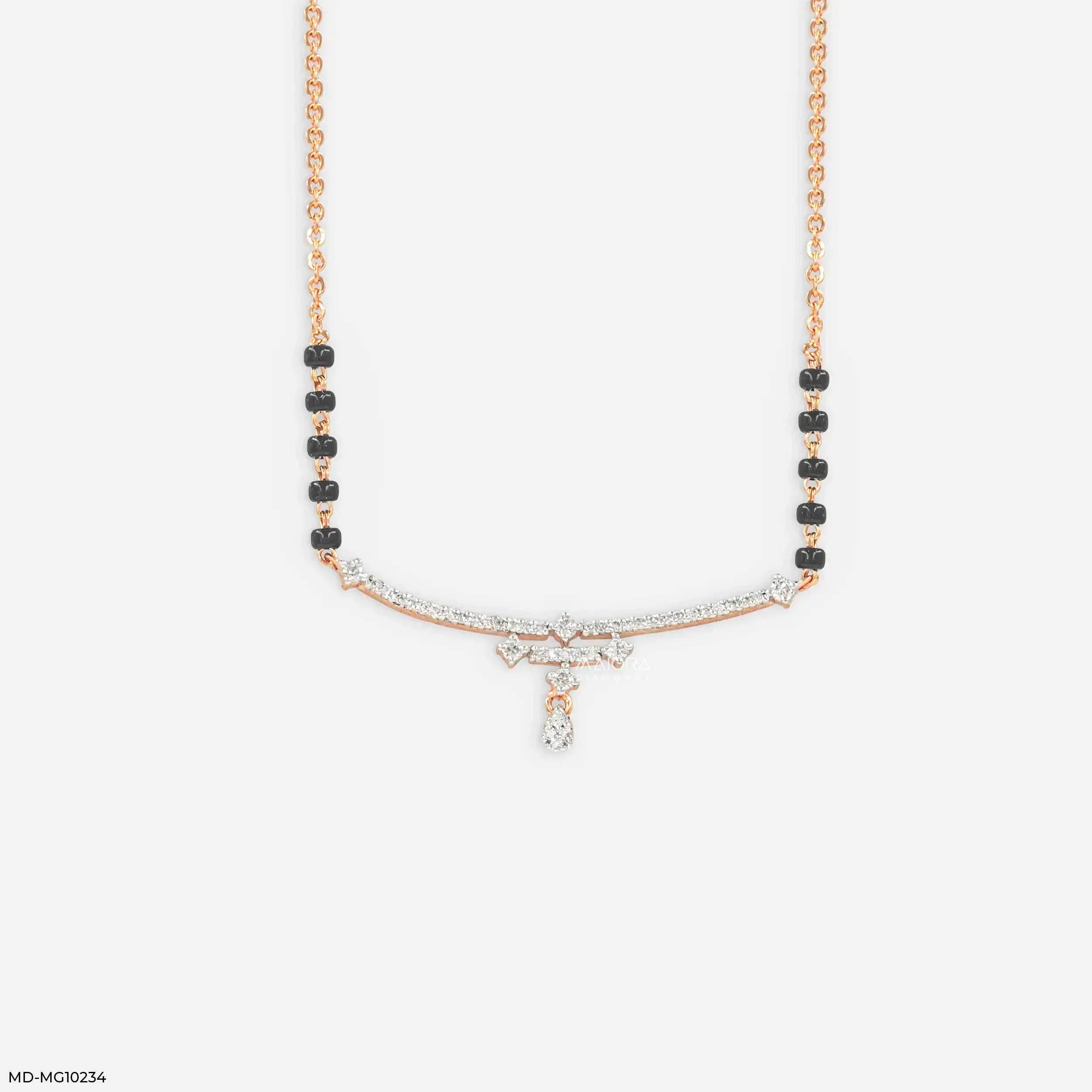 Shiny Liner Diamond Mangalsutra 9K Yellow Gold