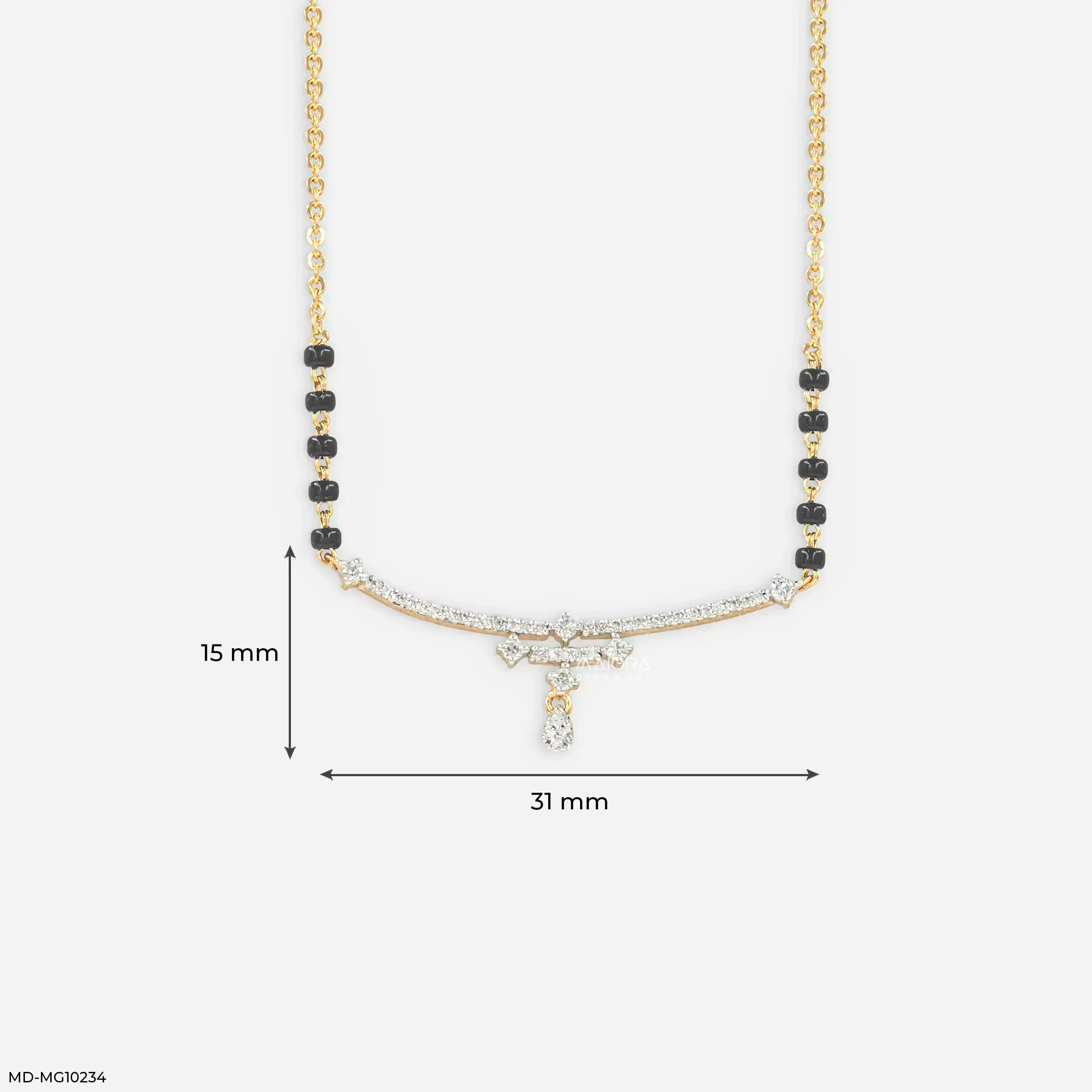 Shiny Liner Diamond Mangalsutra 9K Yellow Gold