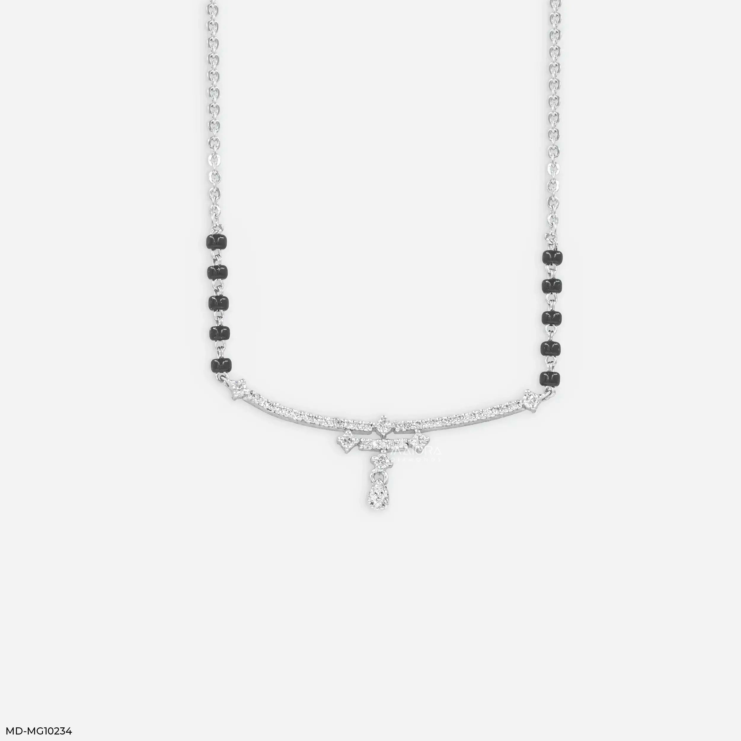 Shiny Liner Diamond Mangalsutra 9K Yellow Gold
